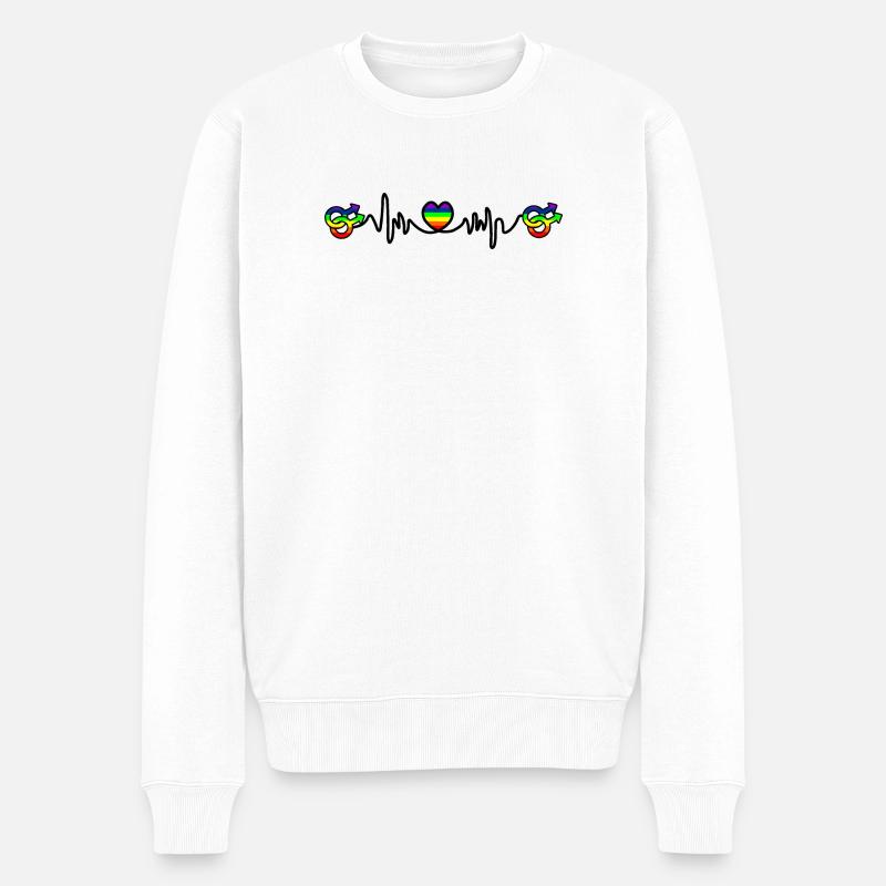 Homo Herzschlag Cardio - Männer Premium Bio Pullover - Weiß
