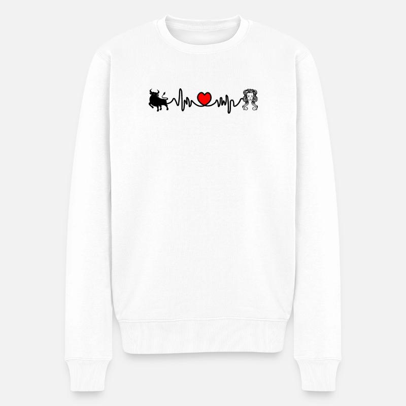 Fréquence cardiaque cardio Taureau vierge - Pull Premium bio Homme - blanc
