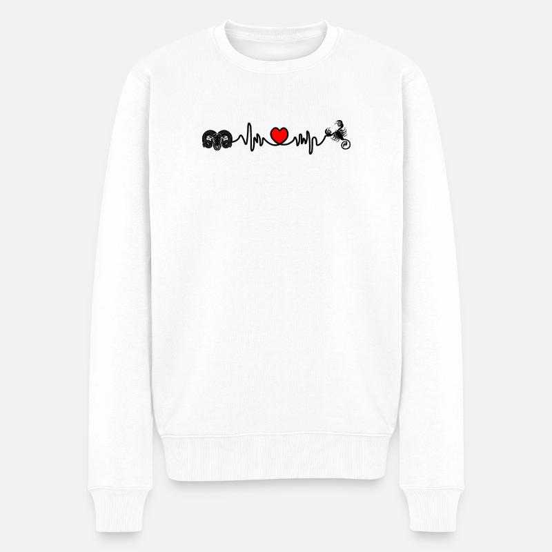 Herzfrequenz Cardio Widder Skorpion - Männer Premium Bio Pullover - Weiß