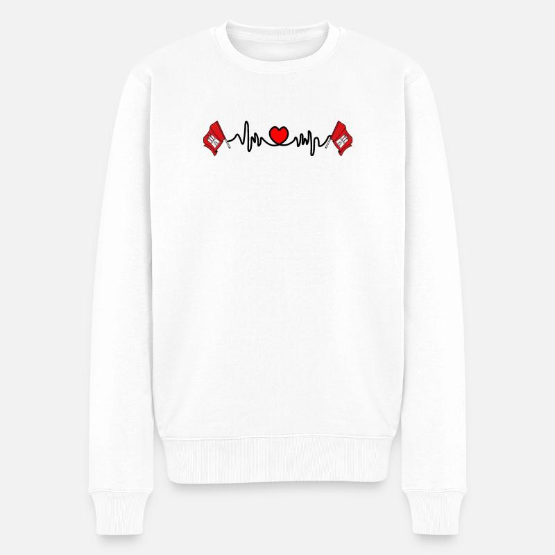 Fréquence cardiaque cardio Hambourg - Pull Premium bio Homme - blanc