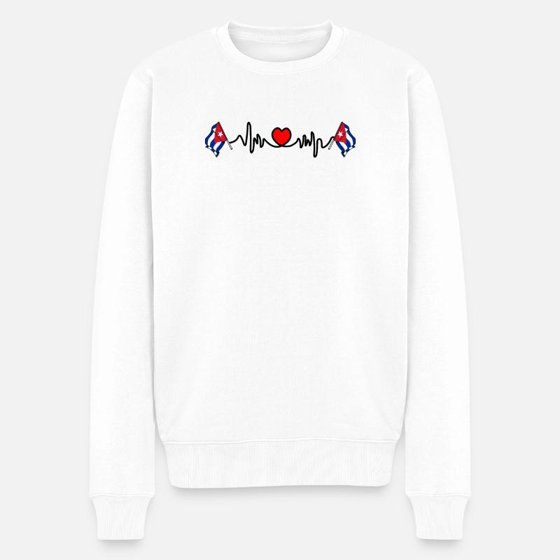 Herzfrequenz-Cardio für Kuba - Männer Premium Bio Pullover - Weiß