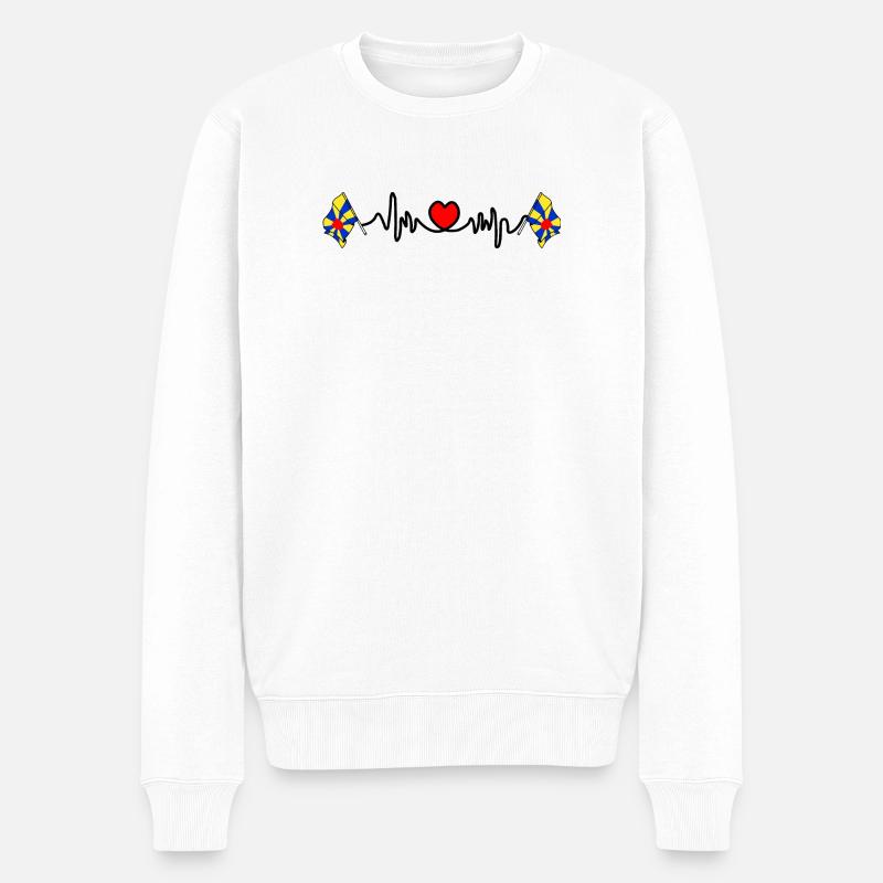 Herzfrequenz-Cardio für Westflandern, Belgien - Männer Premium Bio Pullover - Weiß