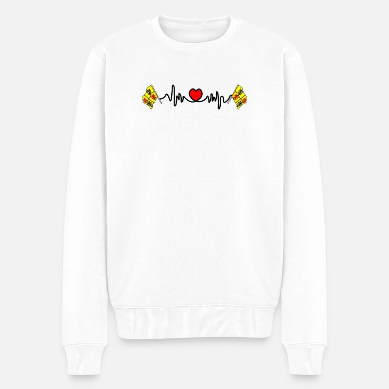 Herzfrequenz-Cardio für Hennegau, Belgien - Männer Premium Bio Pullover - Weiß