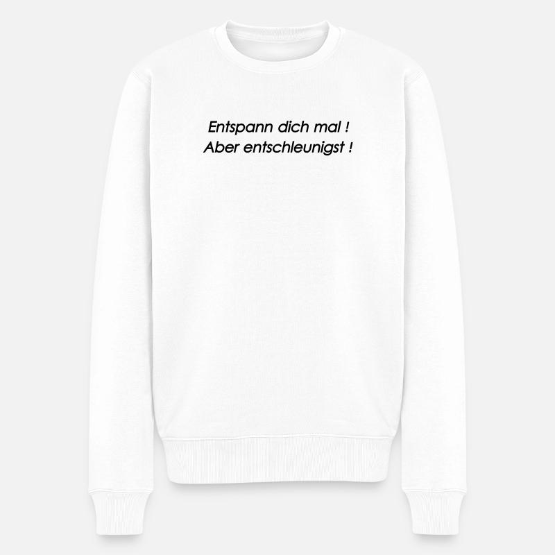 Entschleunigst entspannen - Männer Premium Bio Pullover - Weiß