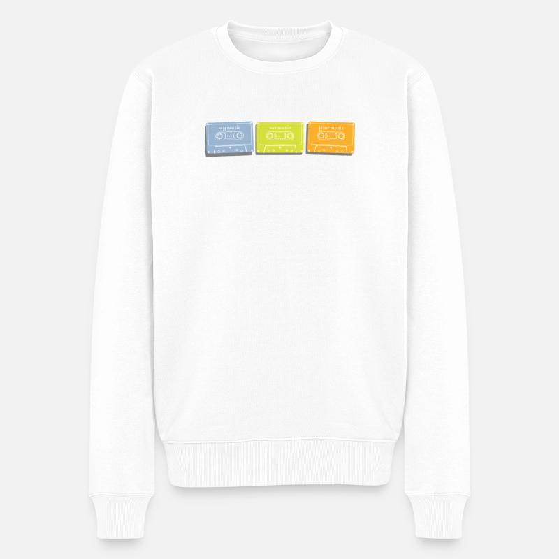 Musikkassetten Kassetten in Retro Pastellfarben - Männer Premium Bio Pullover - Weiß