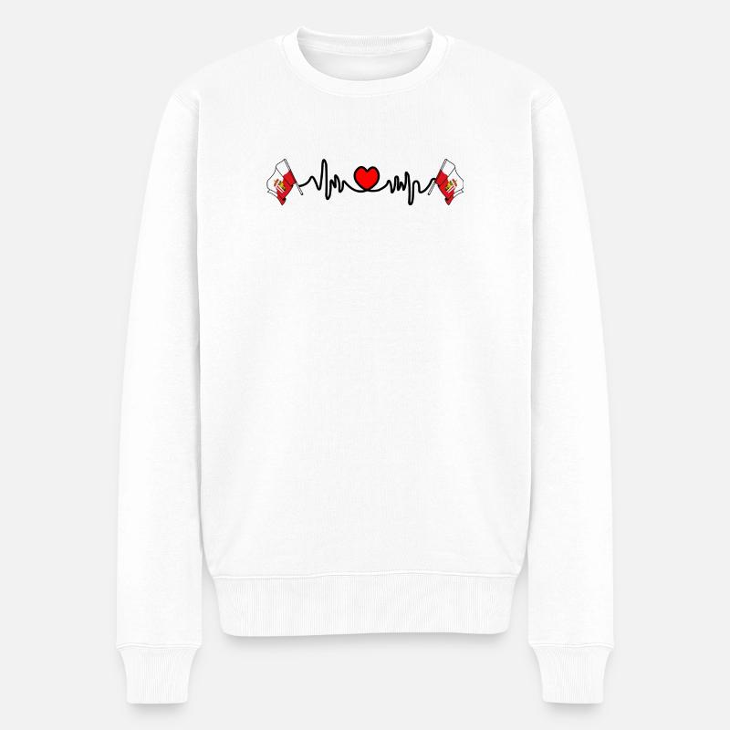 Herzschlag der Oberösterreichischen Flagge - Männer Premium Bio Pullover - Weiß
