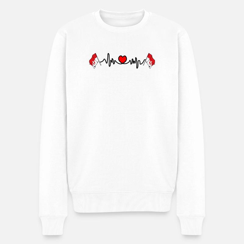 Wiener Herzschlag-Flaggen - Männer Premium Bio Pullover - Weiß