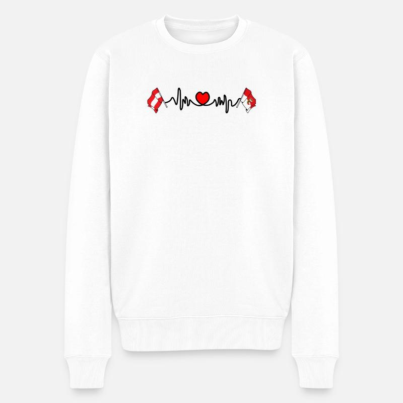 Salzburger Flaggenherzschlag - Männer Premium Bio Pullover - Weiß