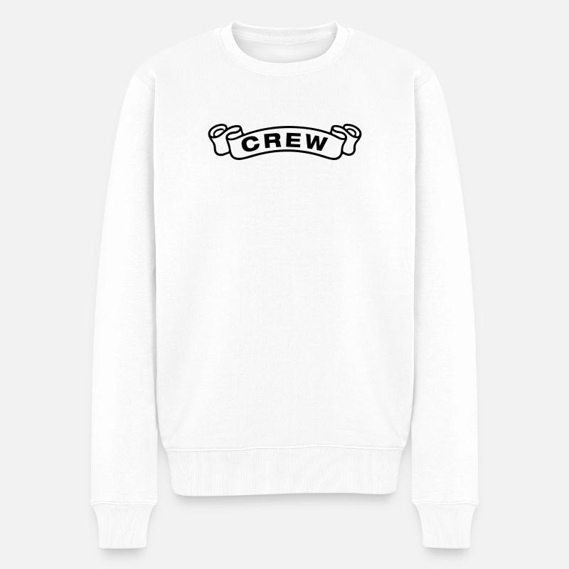 Crew Banderole - Männer Premium Bio Pullover - Weiß