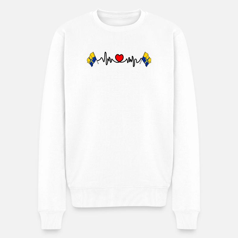 Durham-Flagge mit Herzschlag - Männer Premium Bio Pullover - Weiß