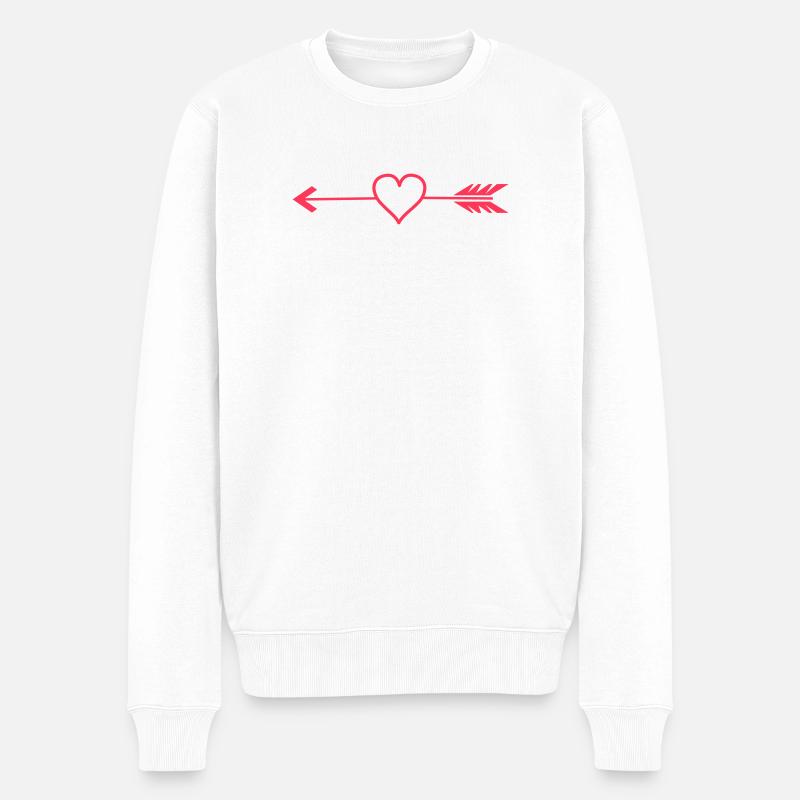Herzpfeil Ornament - Männer Premium Bio Pullover - Weiß