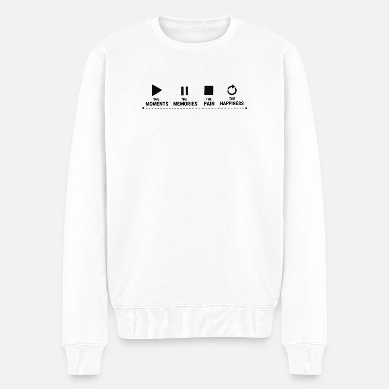 Pleine conscience, moments, souvenirs, bonheur - Pull Premium bio Homme - blanc
