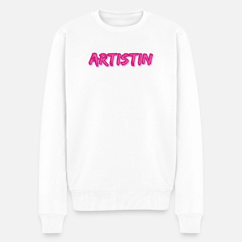 Artistin als Comic - Männer Premium Bio Pullover - Weiß