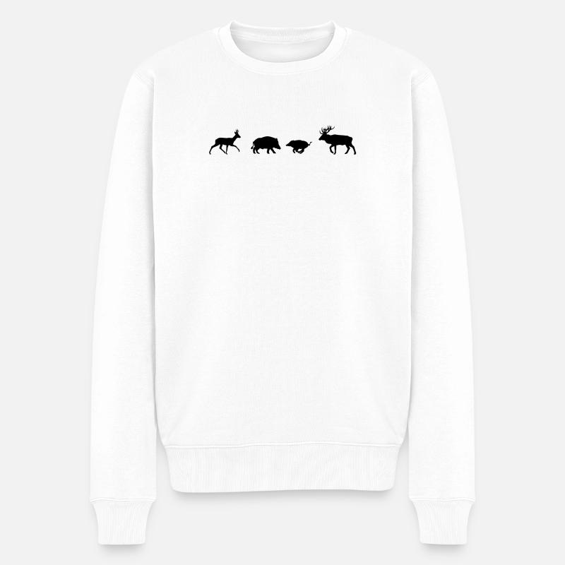 Große Waldbewohner - Männer Premium Bio Pullover - Weiß