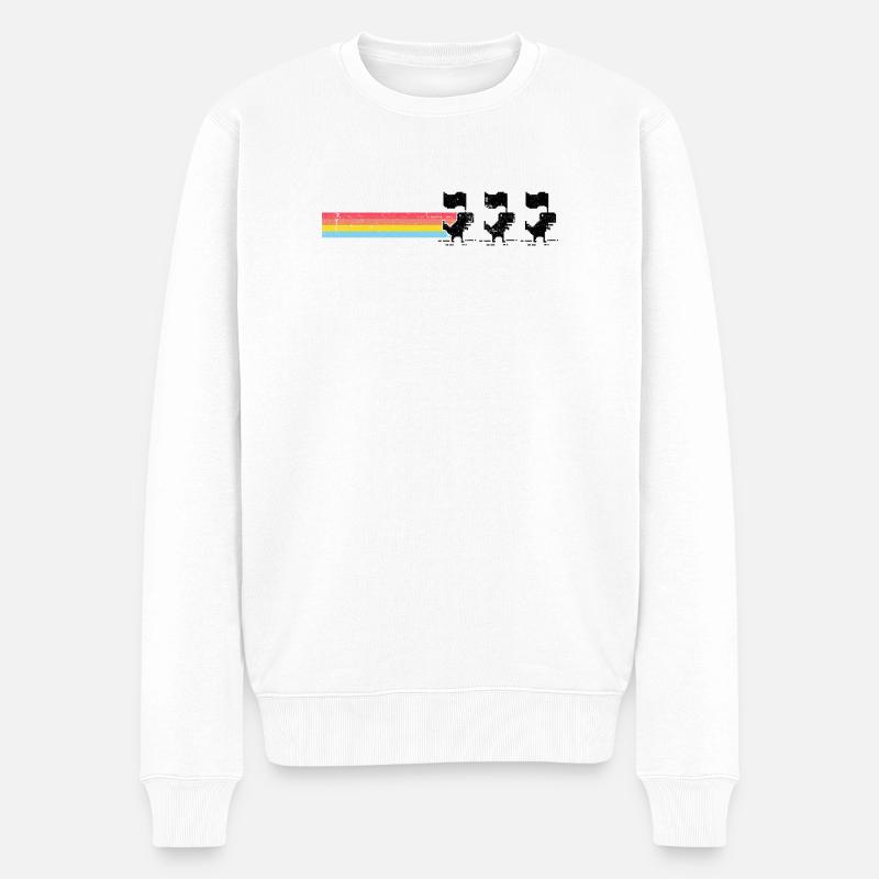Silhouette de rayures arc-en-ciel pastel - Pull Premium bio Homme - blanc