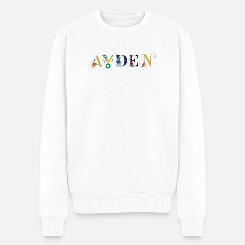 AYDEN Name mit Blumen geschmückt - Männer Premium Bio Pullover - Weiß