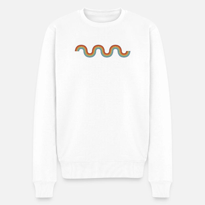 Wellen Regenbogen Retro - Männer Premium Bio Pullover - Weiß