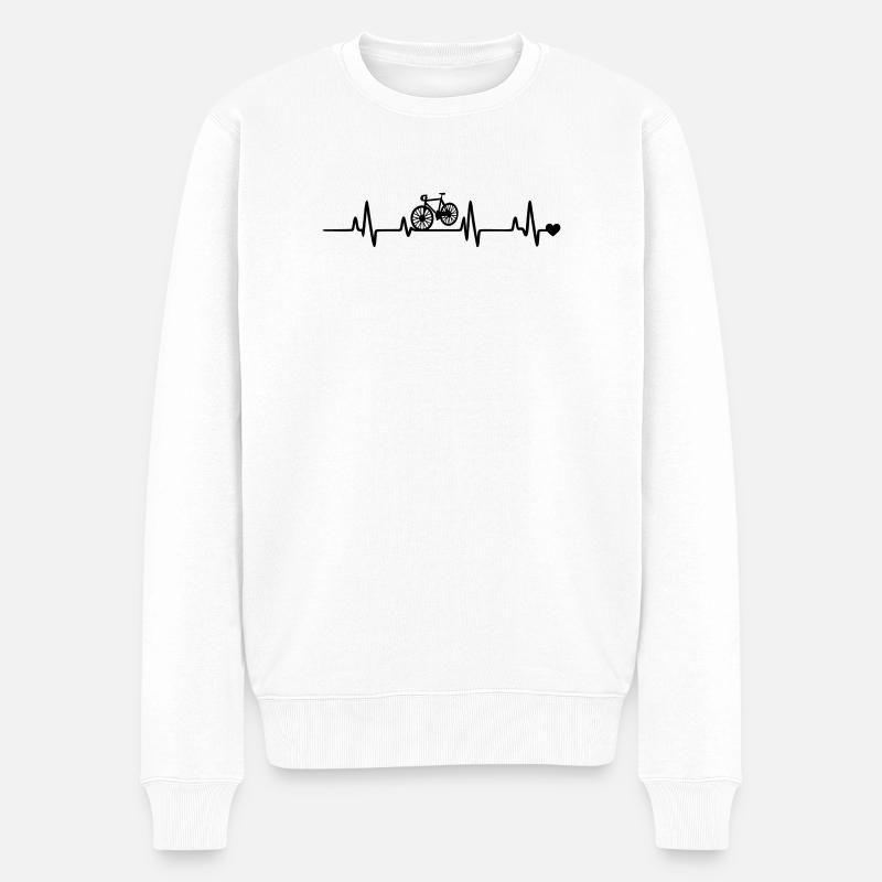 Fahrrad Herzschlag - Männer Premium Bio Pullover - Weiß