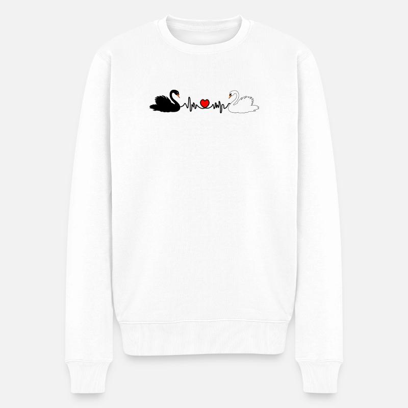 Ich liebe meine Hochzeit Herzfrequenz Cardio - Männer Premium Bio Pullover - Weiß