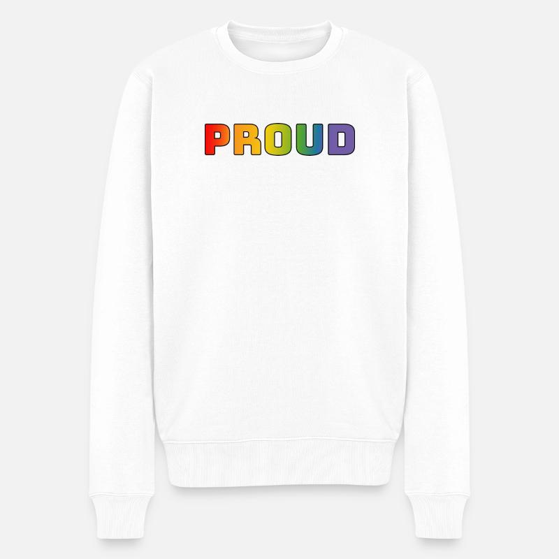 Regenbogen proud schwarz - Männer Premium Bio Pullover - Weiß