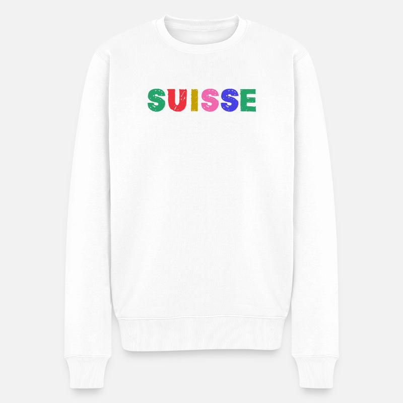 SCHWEIZ - Männer Premium Bio Pullover - Weiß