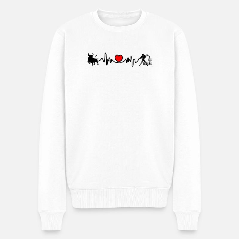 Fréquence cardiaque cardio Taureau Verseau - Pull Premium bio Homme - blanc