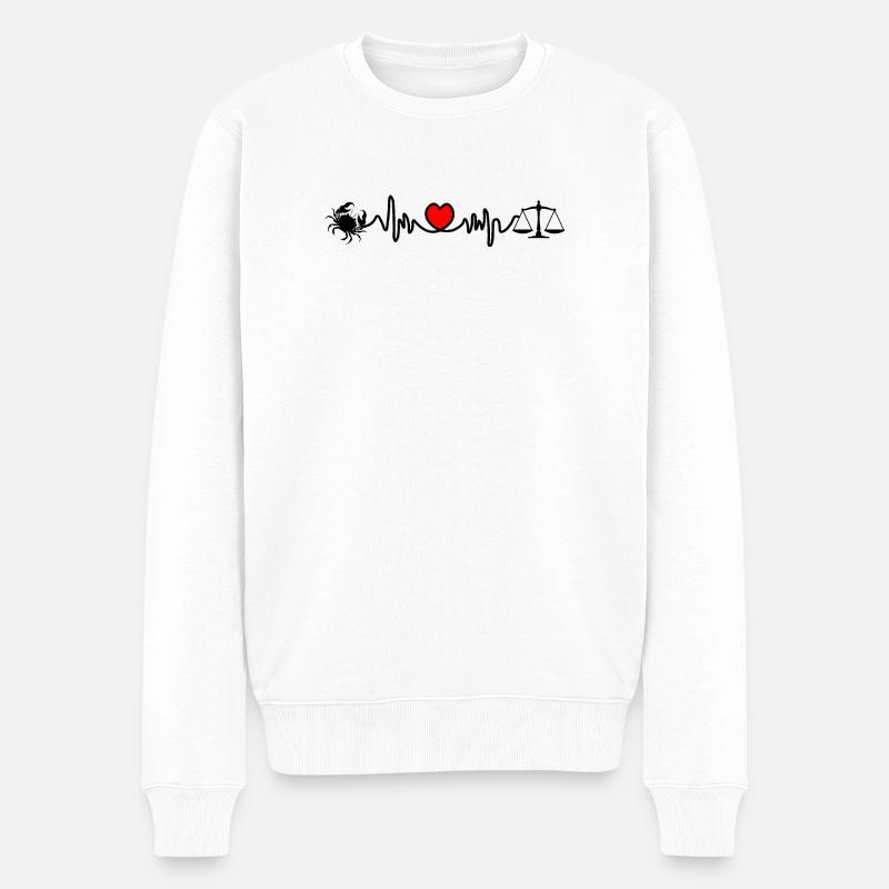 Herzfrequenz-Kardiokrebs-Skala - Männer Premium Bio Pullover - Weiß