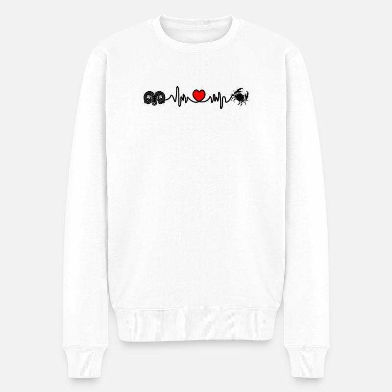 Fréquence cardiaque cardio Bélier Cancer - Pull Premium bio Homme - blanc