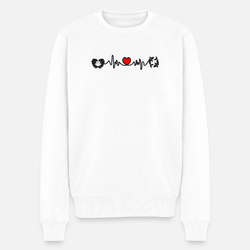 Fréquence cardiaque cardio Twin Pisces - Pull Premium bio Homme - blanc