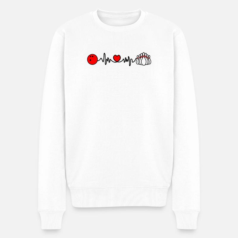 Bowling-Cardio-Herzfrequenz - Männer Premium Bio Pullover - Weiß