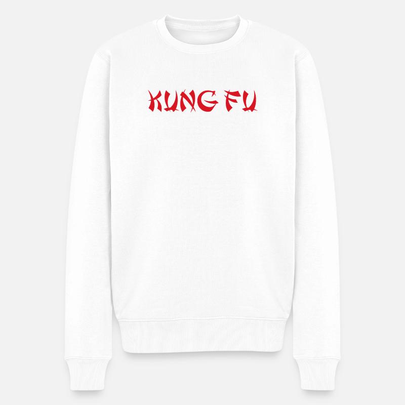 KUNG FU - Männer Premium Bio Pullover - Weiß