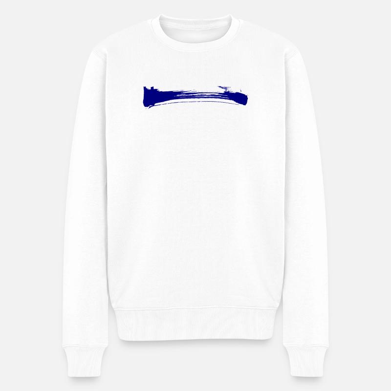 Streifen - Pinselstrich - Männer Premium Bio Pullover - Weiß