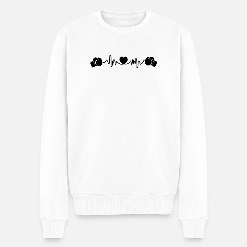 Boxe de fréquence cardiaque - Pull Premium bio Homme - blanc