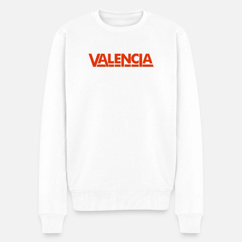 Valencia Spanien Schriftzug Design - Männer Premium Bio Pullover - Weiß