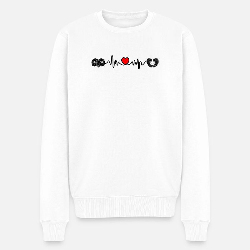 Herzfrequenz Cardio Widder Zwillinge - Männer Premium Bio Pullover - Weiß