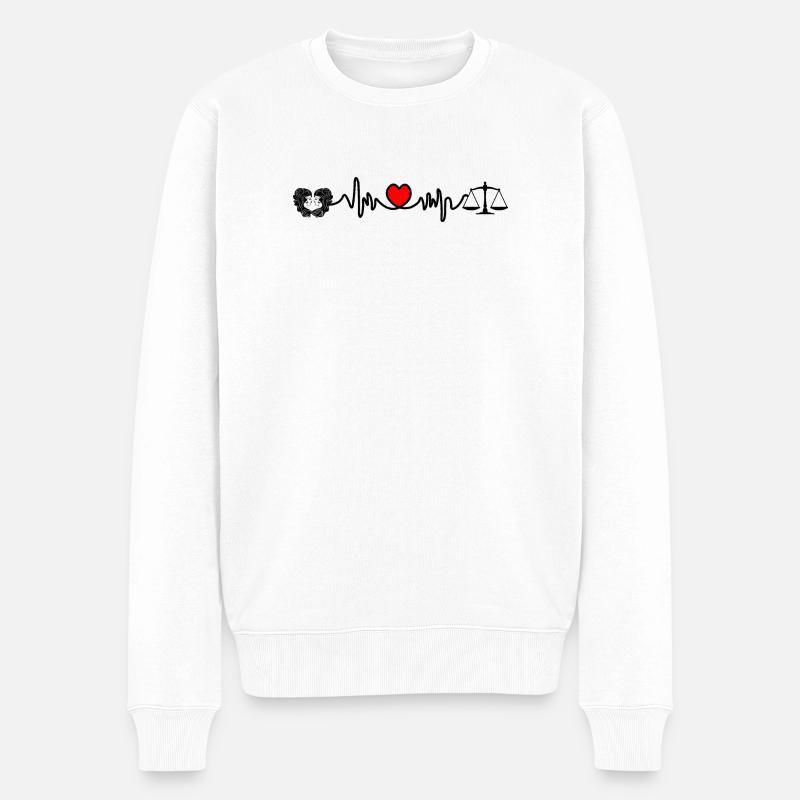 Herzfrequenz-Cardio-Zwillingswaage - Männer Premium Bio Pullover - Weiß