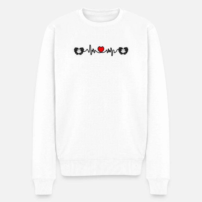Fréquence cardiaque Cardio Twin Twins - Pull Premium bio Homme - blanc