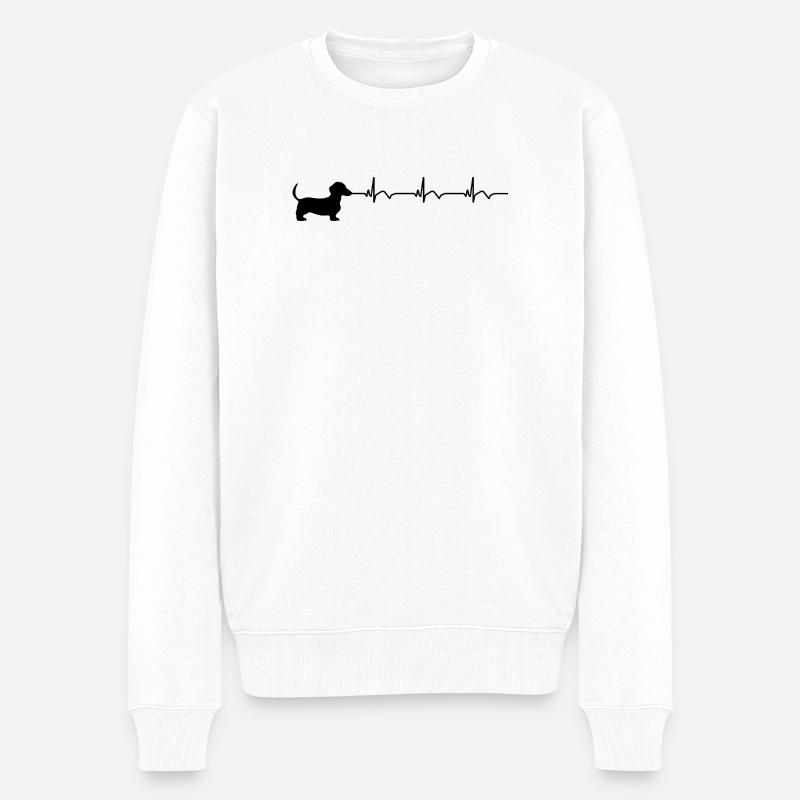 Dackel EKG Herzschlag - Männer Premium Bio Pullover - Weiß