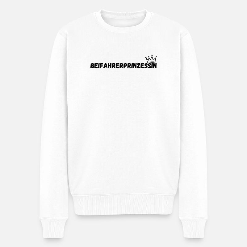 Beifahrerprinzessin - Männer Premium Bio Pullover - Weiß