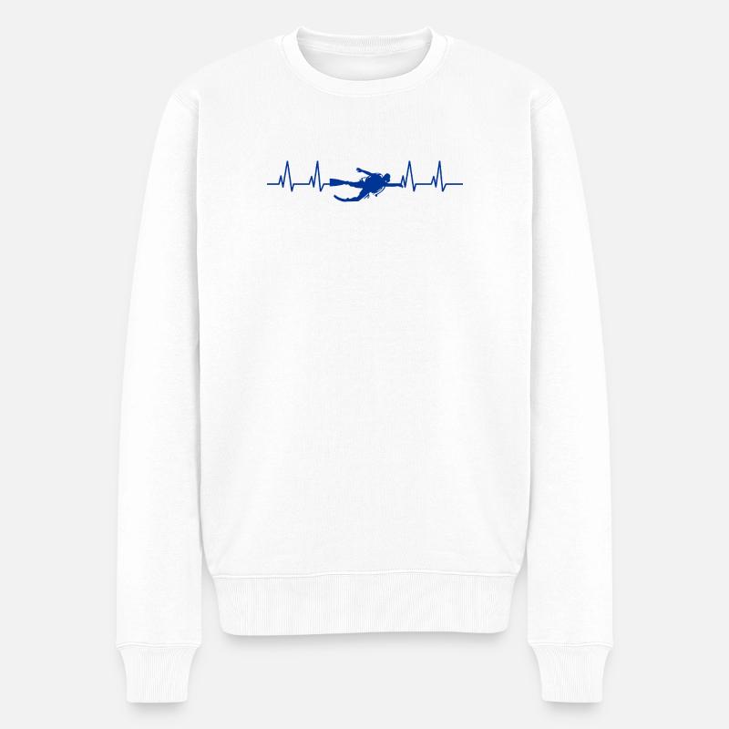Plongée Heartbeat de Plongeur - Pull Premium bio Homme - blanc