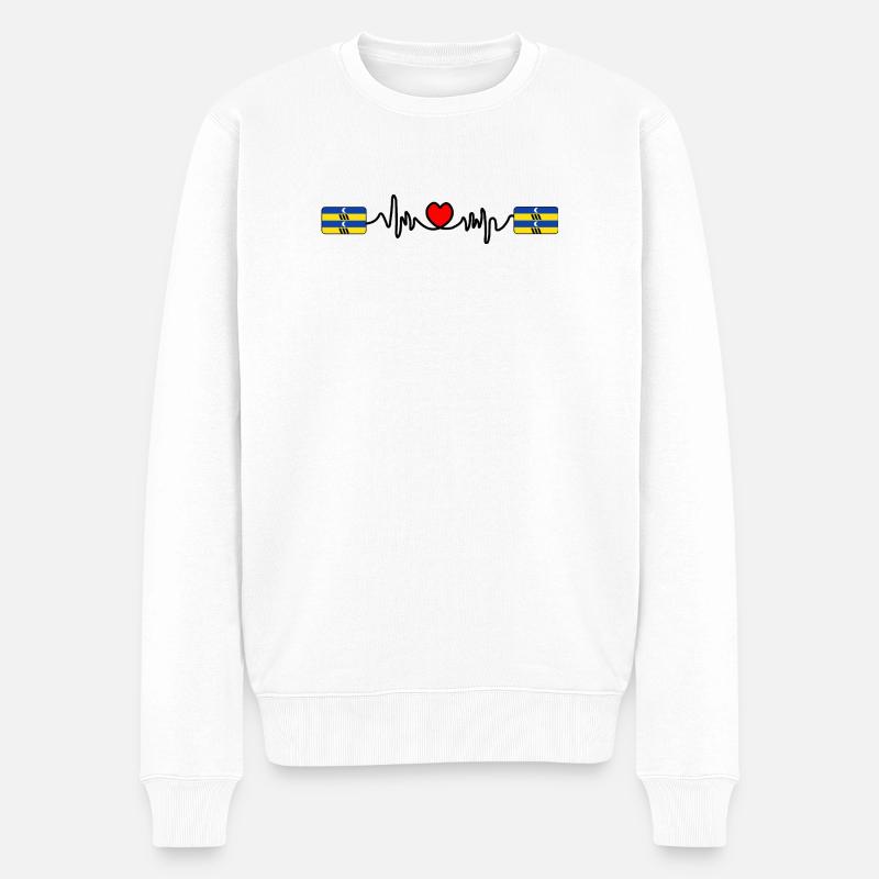 Logo Ameland Pulse – Style Île - Pull Premium bio Homme - blanc