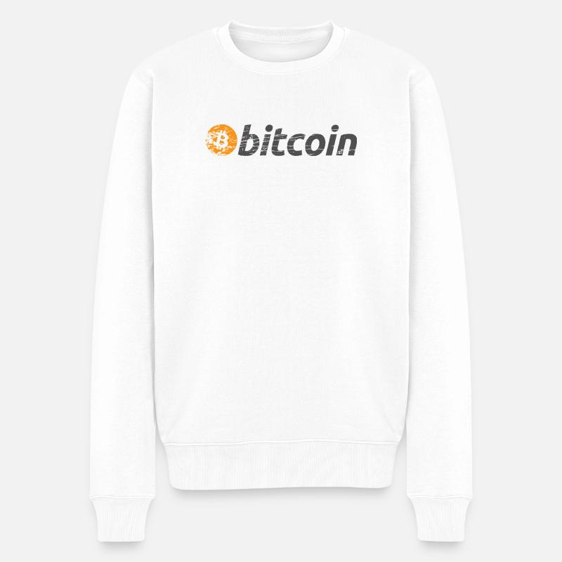 Bitcoin Logo Original BTC - Männer Premium Bio Pullover - Weiß