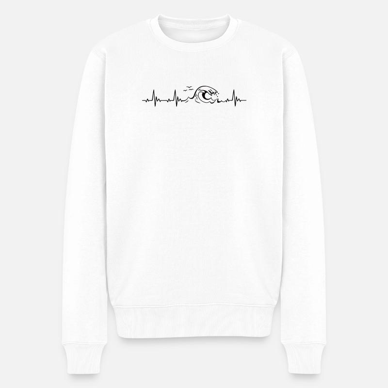 Ostsee Nordsee Welle Heartbeat Frequenz Puls EKG - Männer Premium Bio Pullover - Weiß
