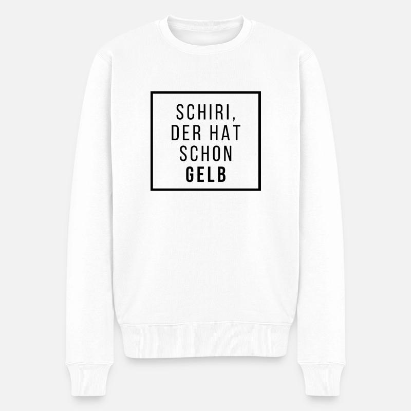 Schiri, der hat schon Gelb - Männer Premium Bio Pullover - Weiß