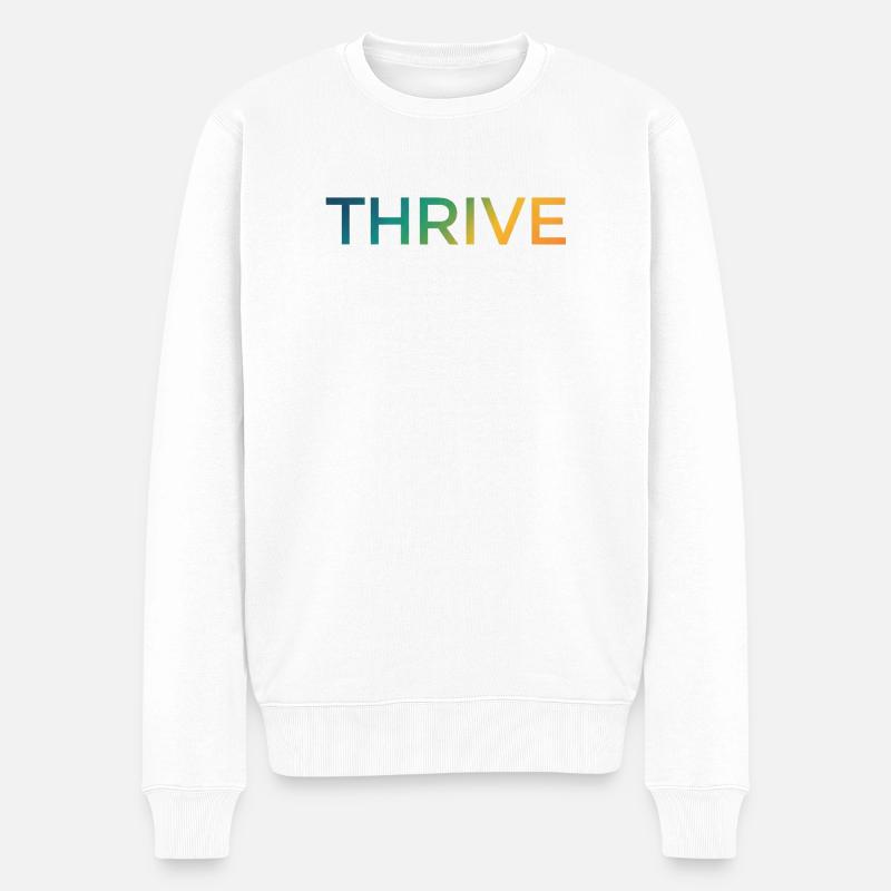 Thrive Gradient Schriftzug - Männer Premium Bio Pullover - Weiß