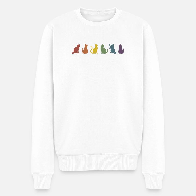 Bunte Pride Katzen Silhouetten  - Männer Premium Bio Pullover - Weiß