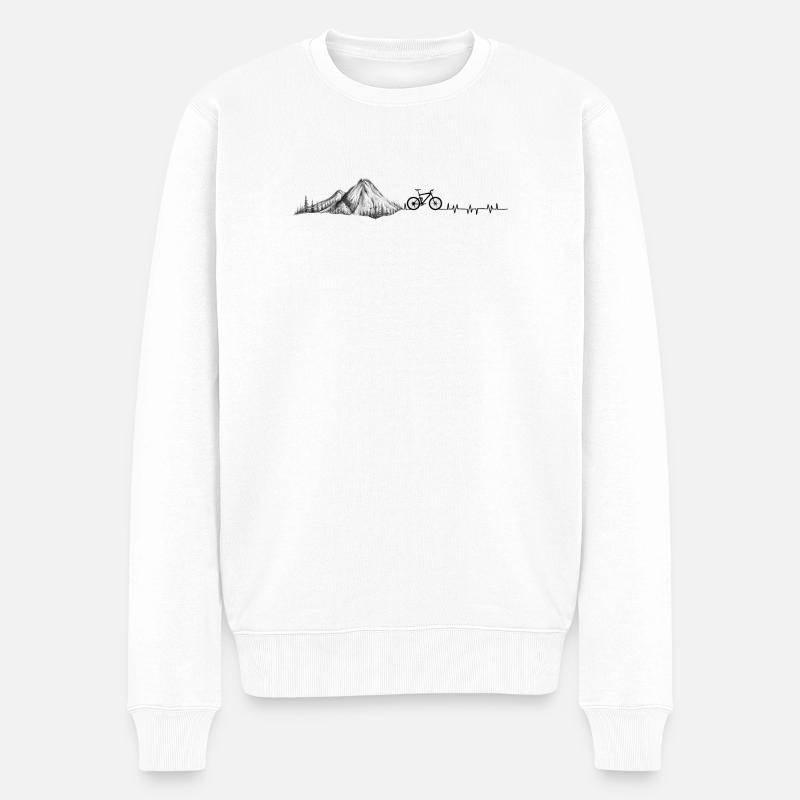Heartbeat Mountainbike - Männer Premium Bio Pullover - Weiß