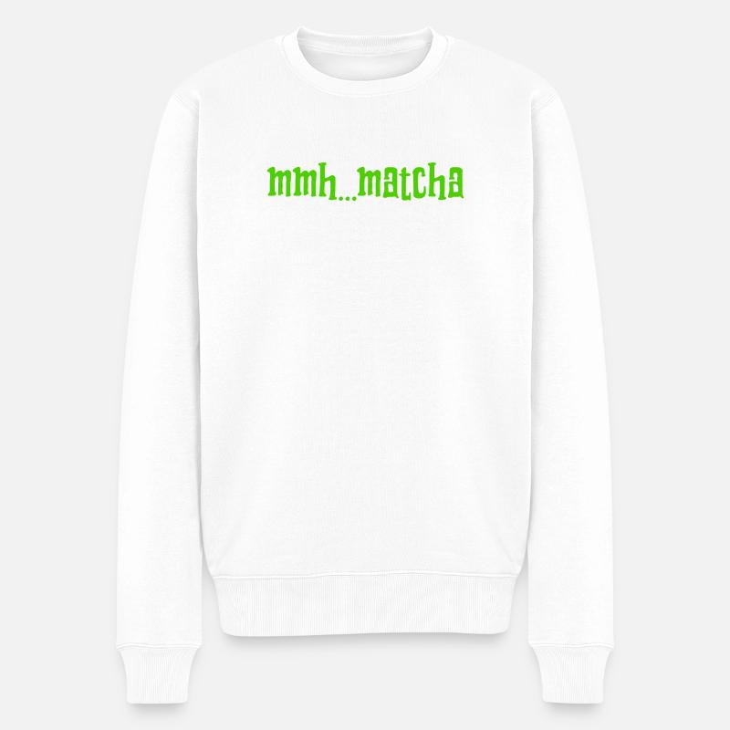 I LOVE MATCHA - Männer Premium Bio Pullover - Weiß