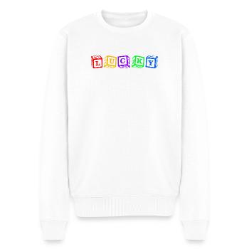 Lucky – Conception colorée de lettres en cube 3D - Pull Premium bio Homme - blanc - Devant - Thijin (182cm)