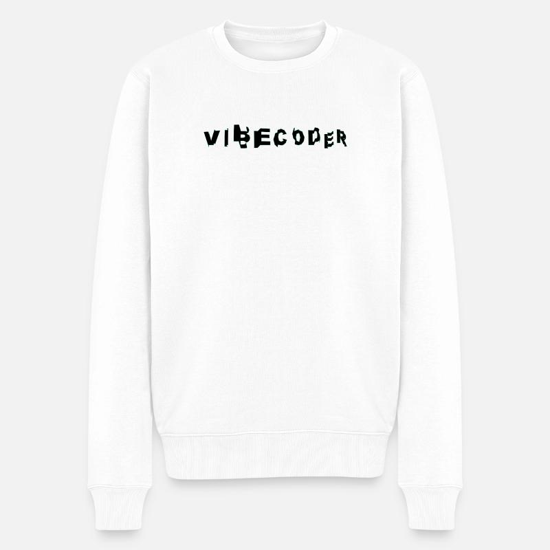VibeCoder Glitch Neon - Männer Premium Bio Pullover - Weiß